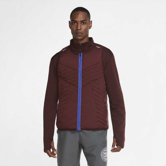 Nike AeroLayer Wild Running Puffer Vest Red Blue CU6058-624 Jogging Reversible - Picture 8 of 12